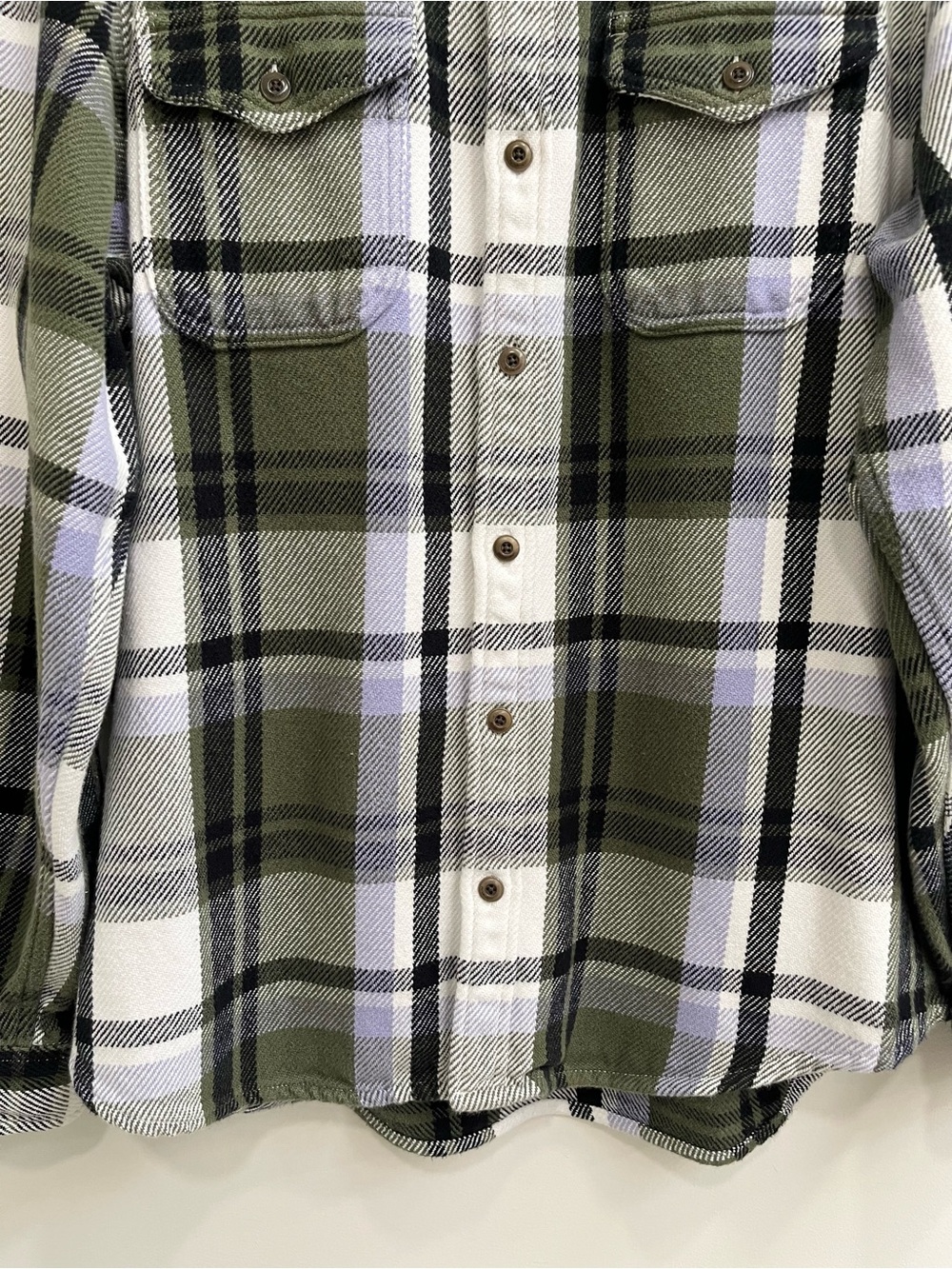 Outerknown Women's Blanket Shirt Button Ip Rugged Olive Essex Plaid Woman’s XL - Picture 9 of 13